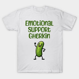 Emotional Support Gherkin, fun enthusiastic small pickle that cheers you on T-Shirt